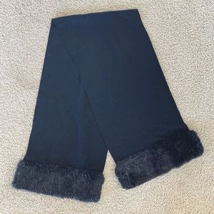 Black Wool & Faux Fur Scarf